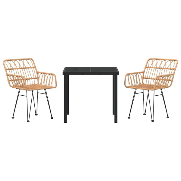 vidaXL Garden Dining Set 3 pcs Brown Powder-Coated Steel