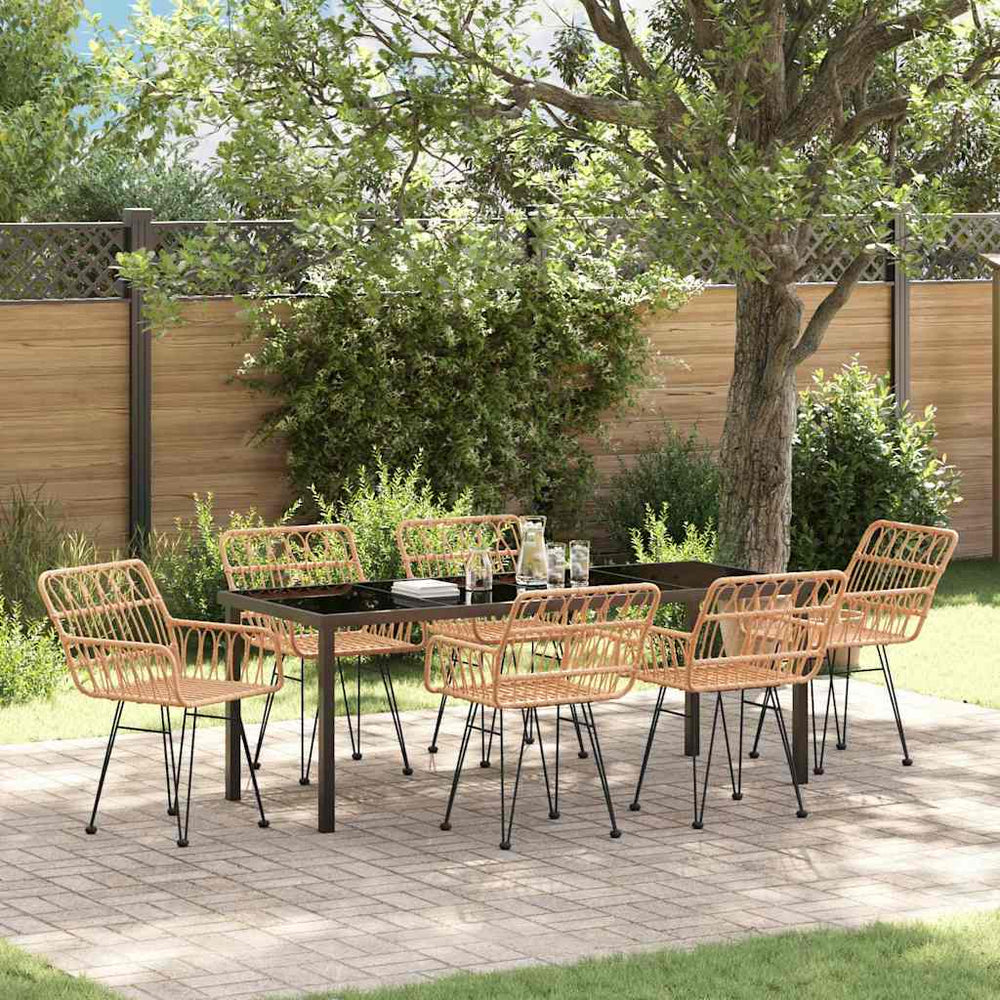 vidaXL Outdoor Dining Set 7 pcs Brown Powder-Coated Steel