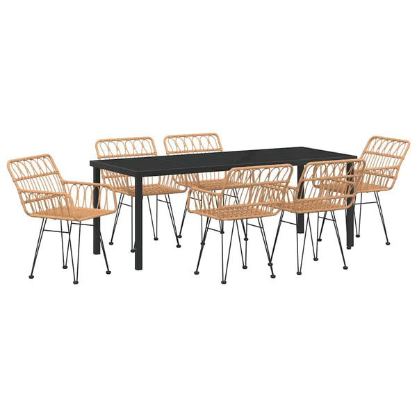 vidaXL Outdoor Dining Set 7 pcs Brown Powder-Coated Steel