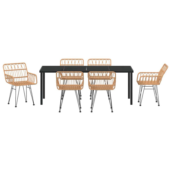 vidaXL Outdoor Dining Set 7 pcs Brown Powder-Coated Steel