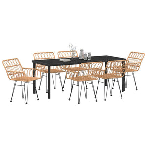 vidaXL Outdoor Dining Set 7 pcs Brown Powder-Coated Steel