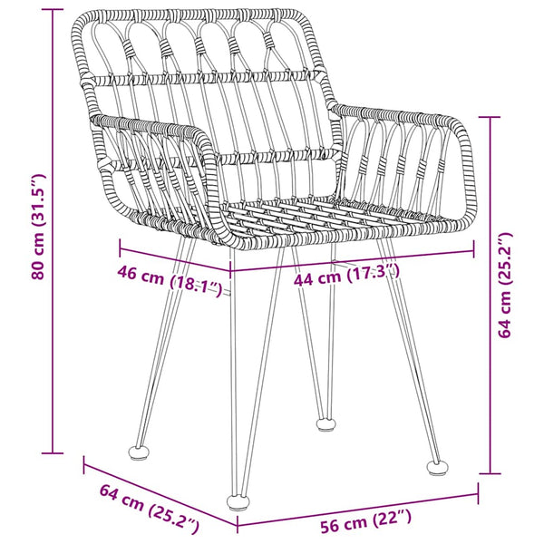 vidaXL Outdoor Dining Set 7 pcs Brown Powder-Coated Steel