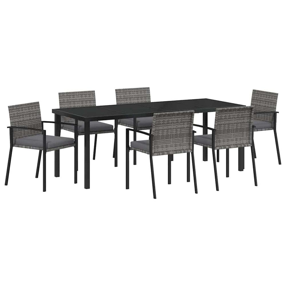 vidaXL Garden Dining Set 6 pcs Grey Powder-Coated Steel