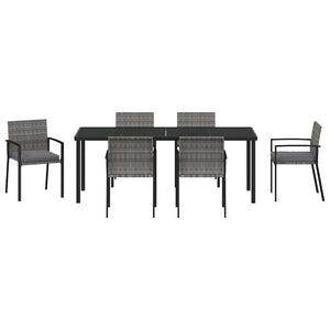 vidaXL Garden Dining Set 6 pcs Grey Powder-Coated Steel