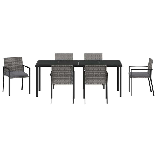vidaXL Garden Dining Set 6 pcs Grey Powder-Coated Steel