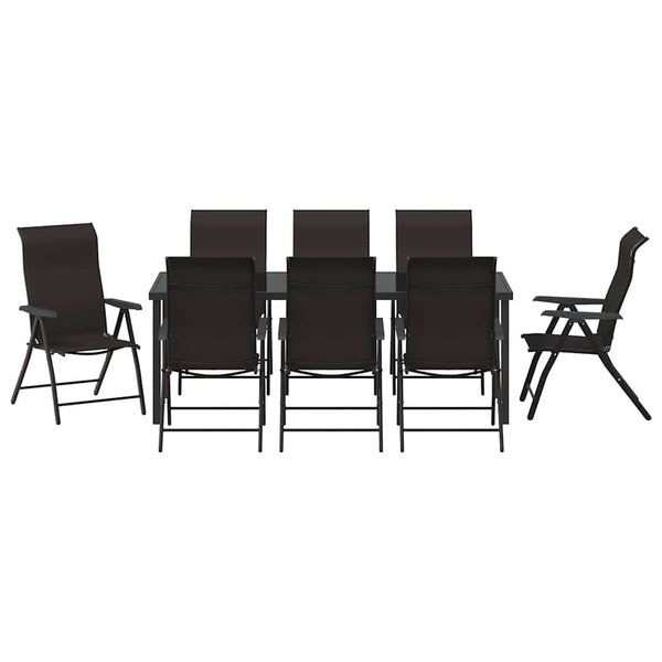 vidaXL Garden Dining Set 9 pcs Black Coffee
