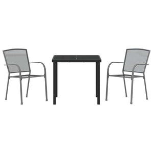 vidaXL Garden Dining Set 3 pcs Anthracite Powder-Coated Steel