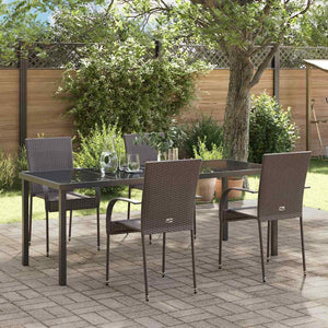 vidaXL Garden Dining Set 5 pcs Brown Powder-Coated Steel