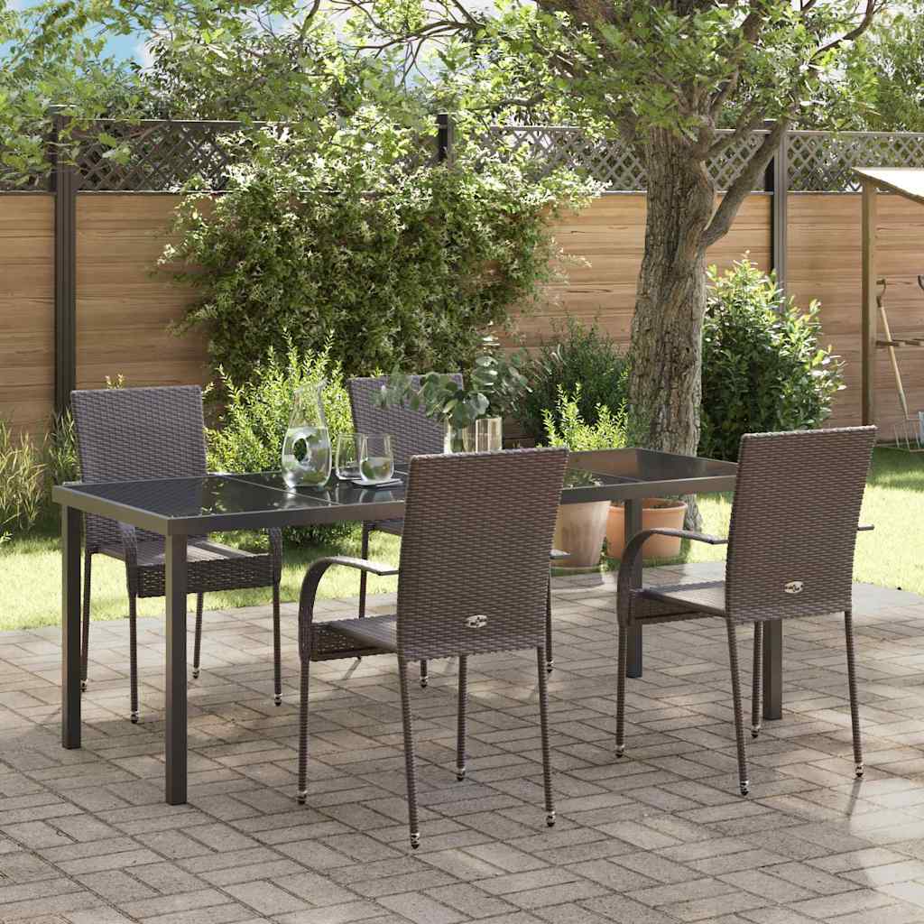 vidaXL Garden Dining Set 5 pcs Brown Powder-Coated Steel