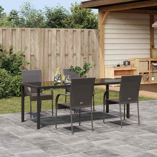 vidaXL Garden Dining Set 5 pcs Brown Powder-Coated Steel