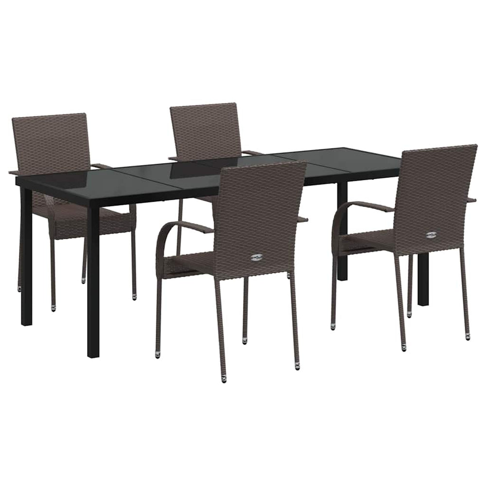 vidaXL Garden Dining Set 5 pcs Brown Powder-Coated Steel
