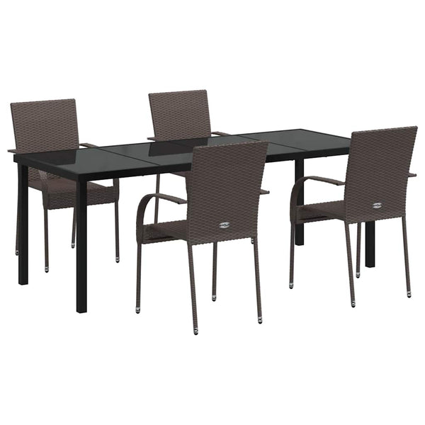 vidaXL Garden Dining Set 5 pcs Brown Powder-Coated Steel