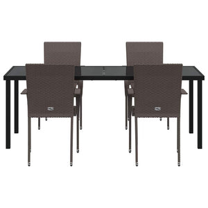 vidaXL Garden Dining Set 5 pcs Brown Powder-Coated Steel
