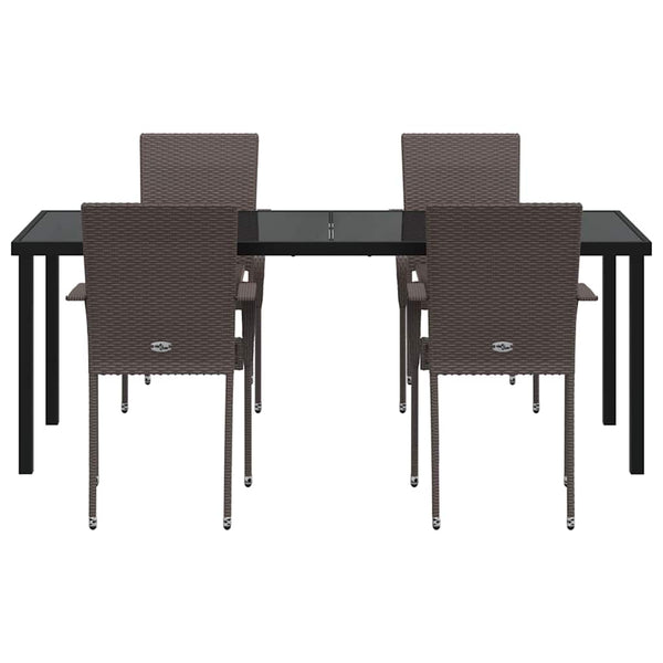 vidaXL Garden Dining Set 5 pcs Brown Powder-Coated Steel