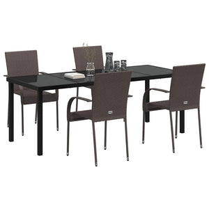 vidaXL Garden Dining Set 5 pcs Brown Powder-Coated Steel