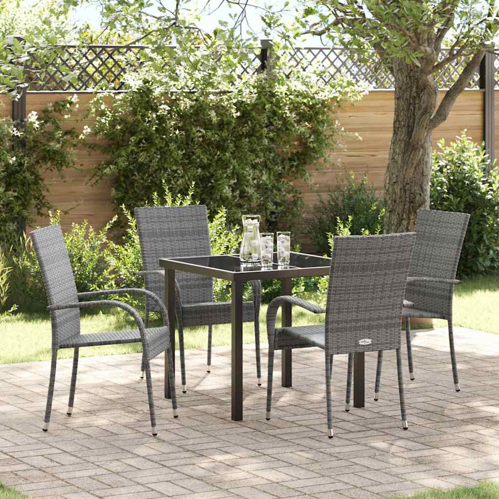 vidaXL Garden Dining Set 5 pcs Grey Powder-Coated Steel