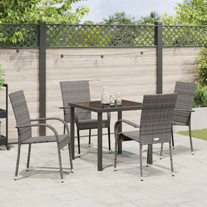 vidaXL Garden Dining Set 5 pcs Grey Powder-Coated Steel