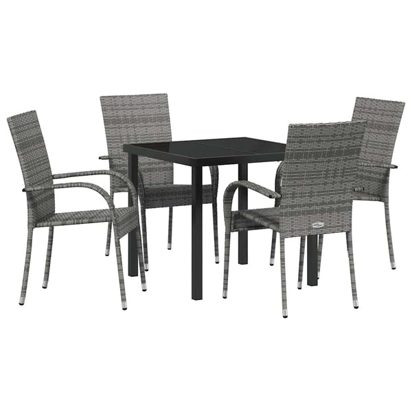 vidaXL Garden Dining Set 5 pcs Grey Powder-Coated Steel
