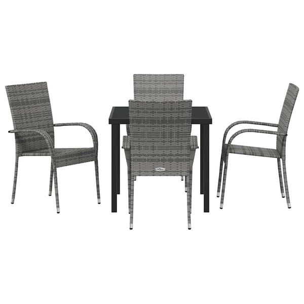 vidaXL Garden Dining Set 5 pcs Grey Powder-Coated Steel