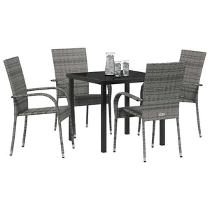 vidaXL Garden Dining Set 5 pcs Grey Powder-Coated Steel