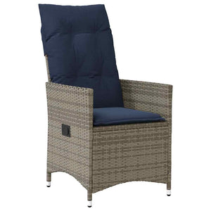 vidaXL Table and Chair Set with Cushions 9 pcs Grey PE Rattan