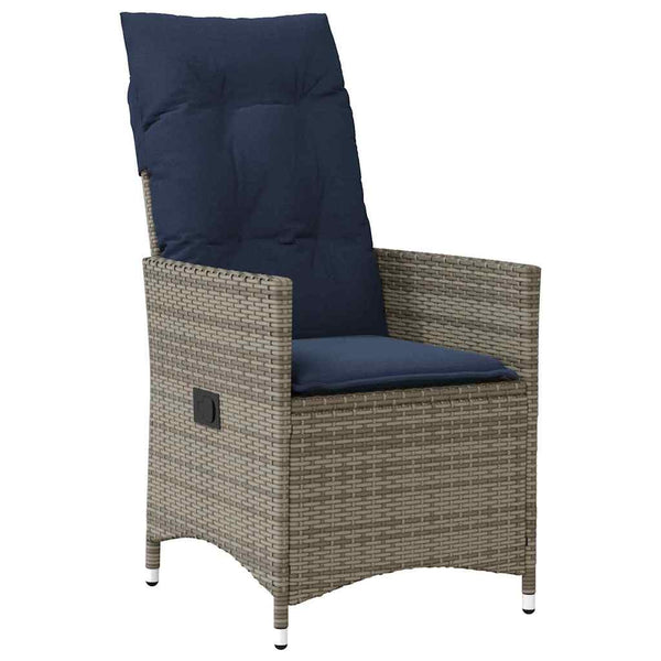 vidaXL Table and Chair Set with Cushions 9 pcs Grey PE Rattan