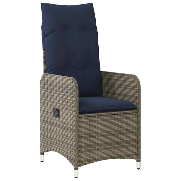 vidaXL Table and Chair Set with Cushions 5 pcs Grey PE Rattan