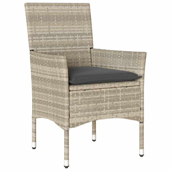 vidaXL Garden Dining Set with Cushions 7 pcs Light Grey Poly Rattan