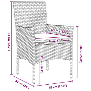 vidaXL Garden Dining Set with Cushions 7 pcs Light Grey Poly Rattan