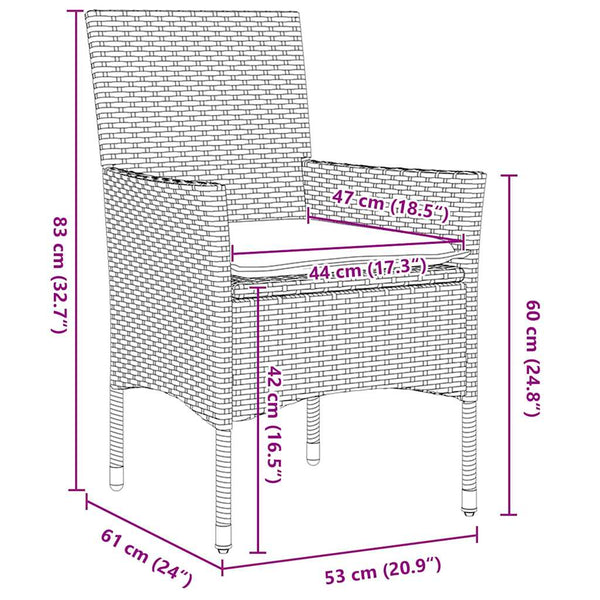 vidaXL Garden Dining Set with Cushions 7 pcs Light Grey Poly Rattan
