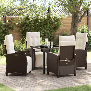 vidaXL Garden Dining Set with Cushions 5 pcs Brown Poly Rattan