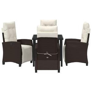 vidaXL Garden Dining Set with Cushions 5 pcs Brown Poly Rattan