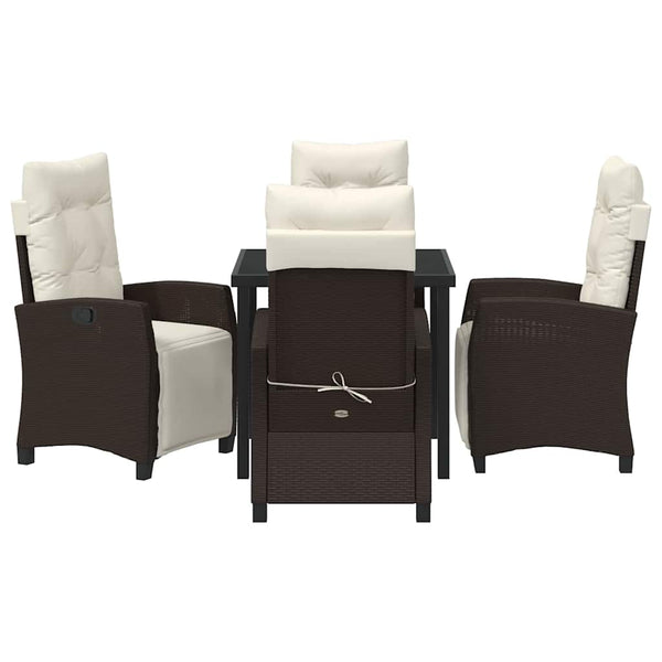 vidaXL Garden Dining Set with Cushions 5 pcs Brown Poly Rattan