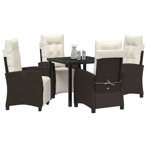 vidaXL Garden Dining Set with Cushions 5 pcs Brown Poly Rattan