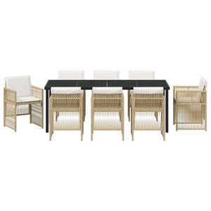 vidaXL Garden Dining Set 9 pcs Beige Powder-Coated Steel