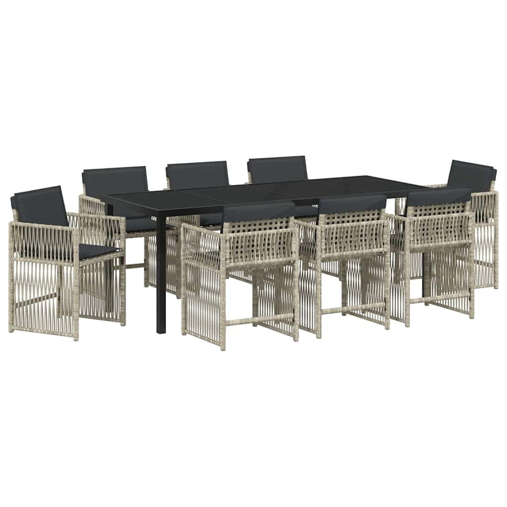 vidaXL Garden Dining Set 9 pcs Light Gray Powder-Coated Steel