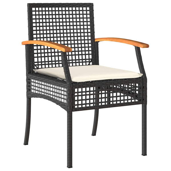 vidaXL Garden Dining Set with Cushions 9 pcs Black Rattan