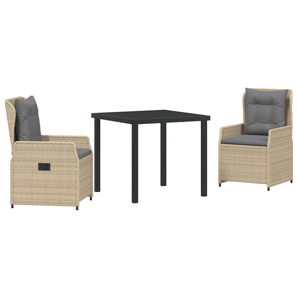 vidaXL Outdoor Dining Set 3 pcs Beige and Light Gray Poly Rattan
