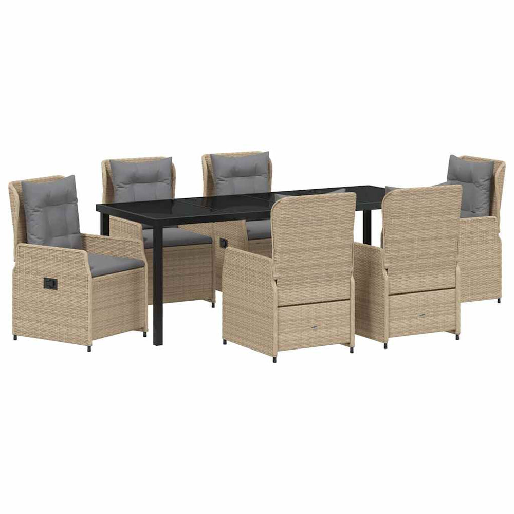 vidaXL Garden Dining Set 7 pcs Beige and Light Grey Poly Rattan