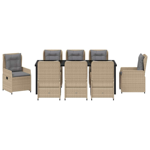 vidaXL Garden Dining Set 9 pcs Beige and Light Grey Poly Rattan