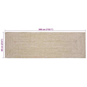 Jute Teppich Läufer Natur/Weiß 60x300 cm
