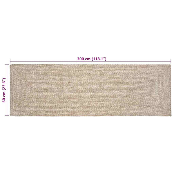 Jute Teppich Läufer Natur/Weiß 60x300 cm