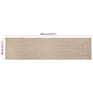 Jute Teppich Natur Weiß 80x400 cm