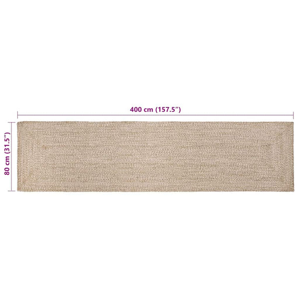Jute Teppich Natur Weiß 80x400 cm