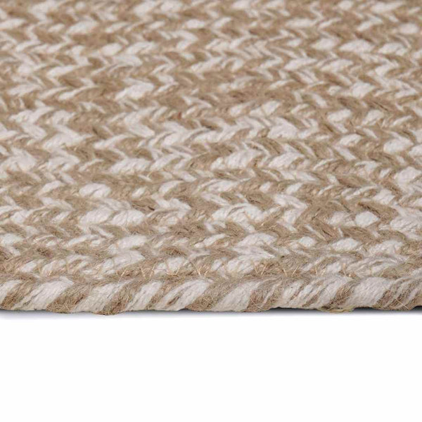 Jute Teppich Natur Weiß 120x120 cm
