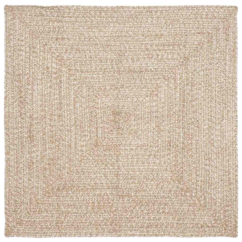 Jute Teppich Natur Weiß 120x120 cm