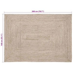 Jute Teppich Natur Weiß 140x200 cm