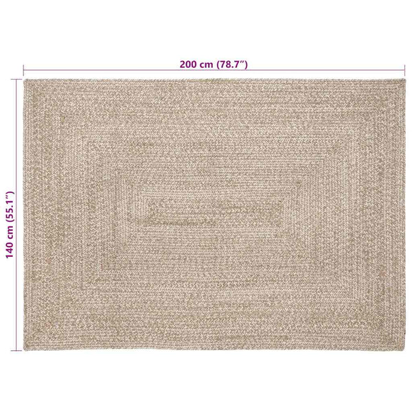 Jute Teppich Natur Weiß 140x200 cm