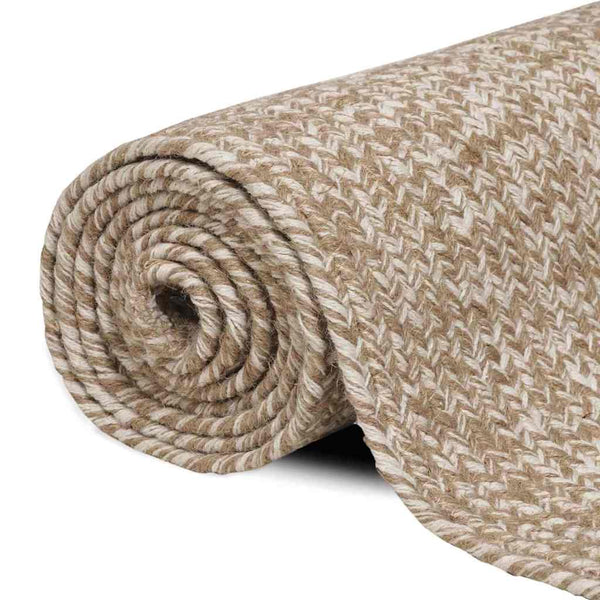 Jute Teppich Natur Weiß 200x200 cm