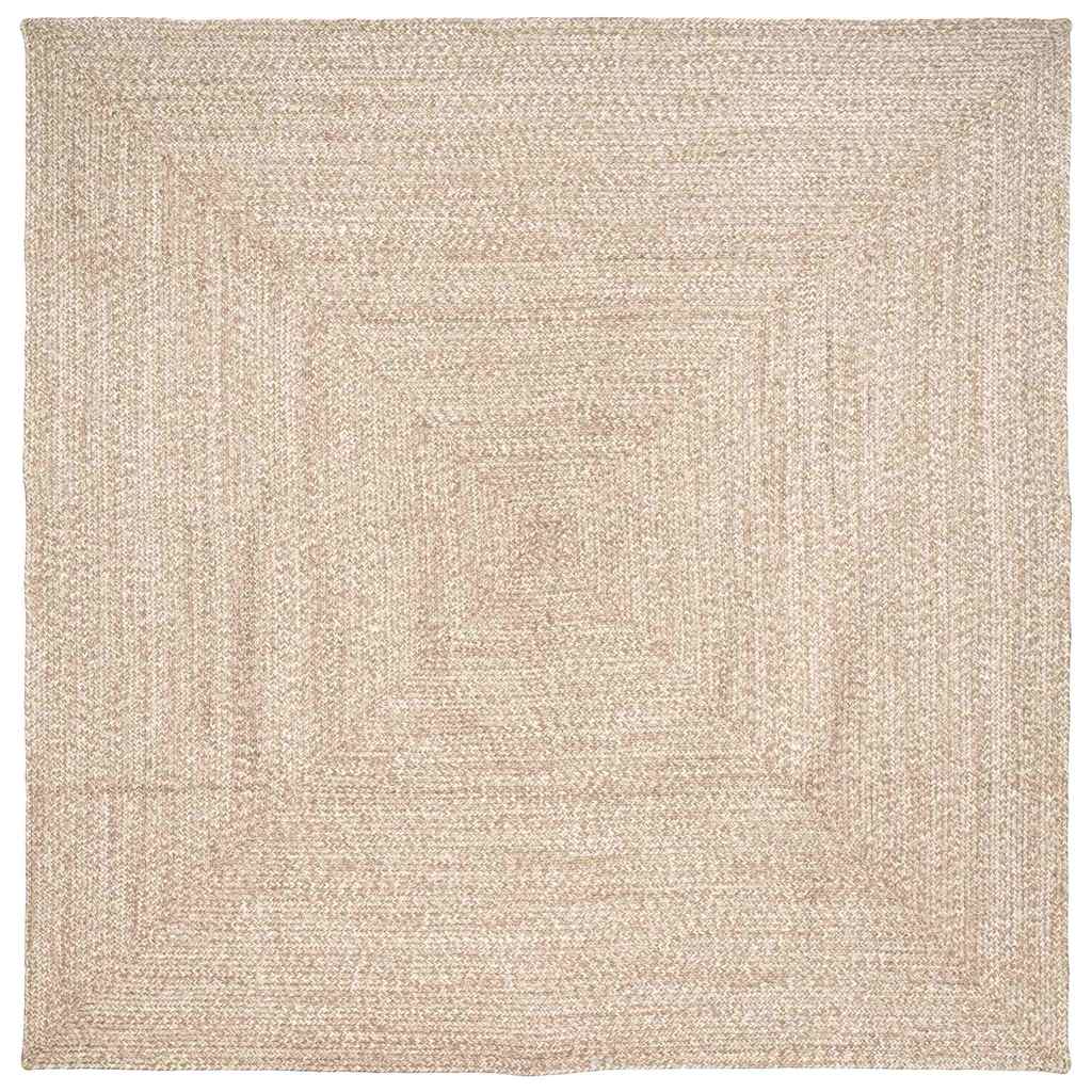 Jute Teppich Natur Weiß 200x200 cm